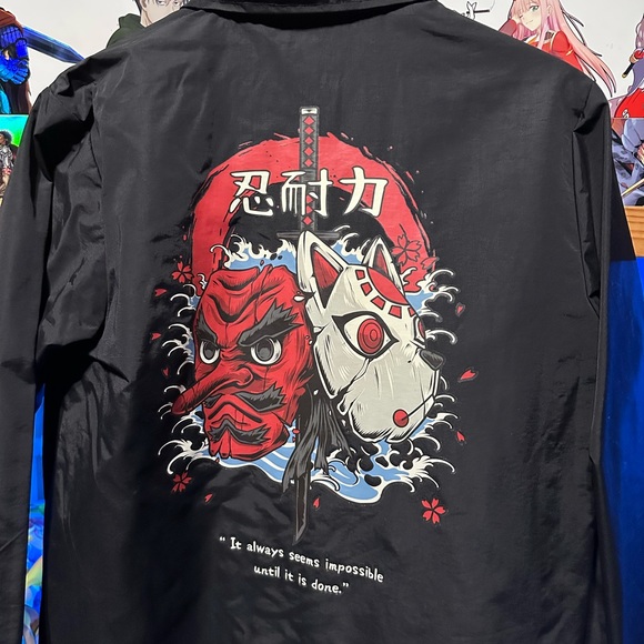 Demon Slayer Kitsune Fox Mask Windbreaker Jacket - Picture 1 of 3